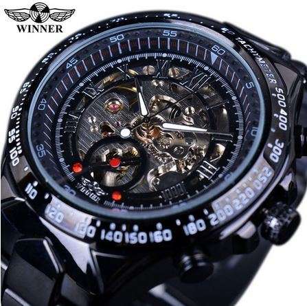 Bezel Golden Mens Montre Homme Automatic Skeleton Watch (7 different styles)