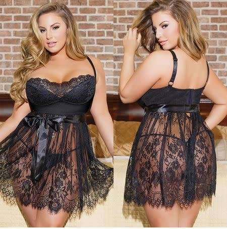 Plus Size Women Sexy Lingerie Lace Sleepwear