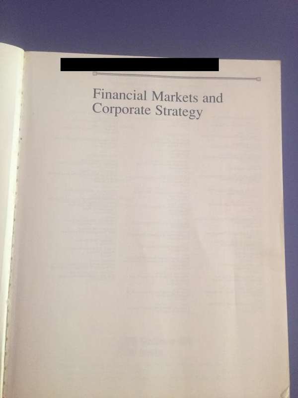 University Textbook: Financial Markets and Corporate Strategy