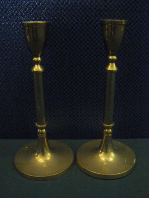 PAIR OF BRASS CANDLE STICK HOLDERS
