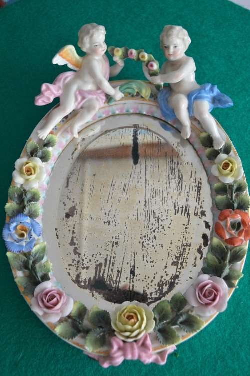 Lovely Sitzendorf German cherub mirror