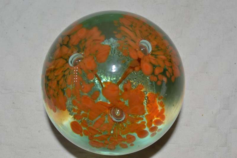 Beautiful orange flower glass paper weight