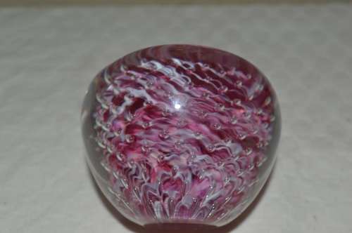 Stunning BUBBLE TWIST PINK AND WHITE PAPERWEIGHT. UNUSUAL