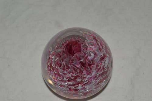 Stunning BUBBLE TWIST PINK AND WHITE PAPERWEIGHT. UNUSUAL