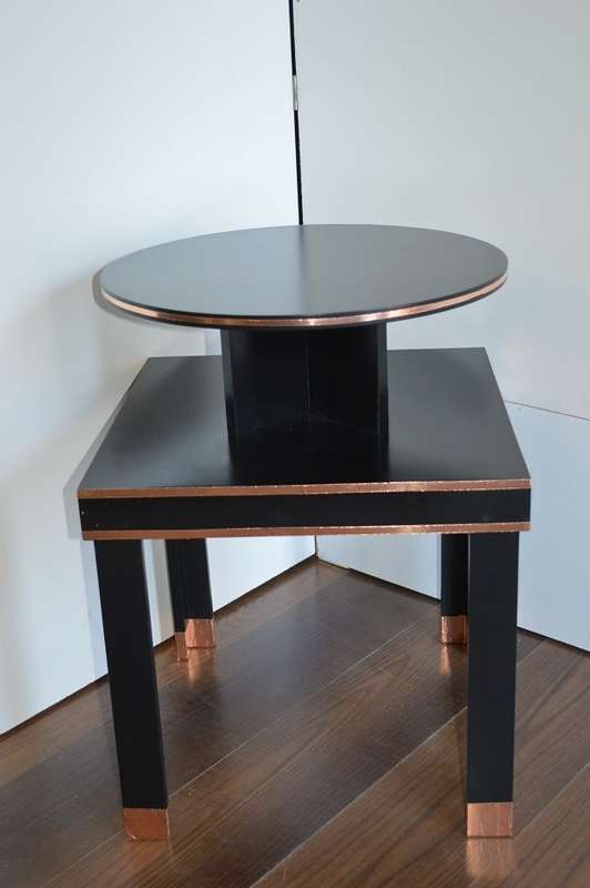 Art Deco style Designer table with turning top and copper trim WOW !@!@!@!