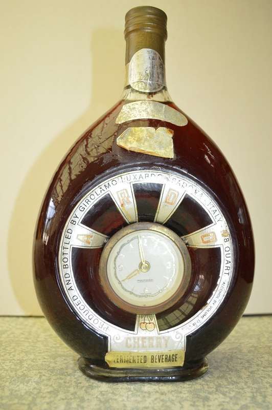 RARE GIROLAMO LUXARDO ITALIAN ARDO CHERRY WINE WITH MERCEDES CLOCK