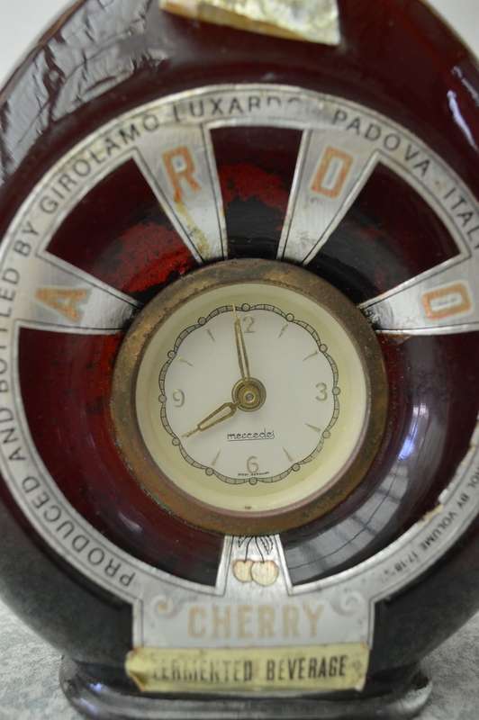 RARE GIROLAMO LUXARDO ITALIAN ARDO CHERRY WINE WITH MERCEDES CLOCK