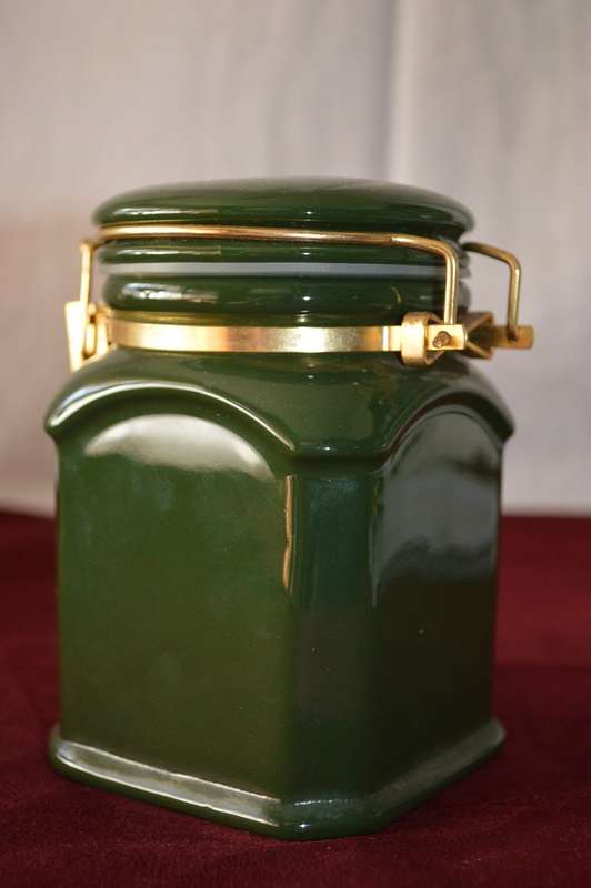Harrods Food Hall Knightsbridge London England Green Ceramic Canister +Reduced+