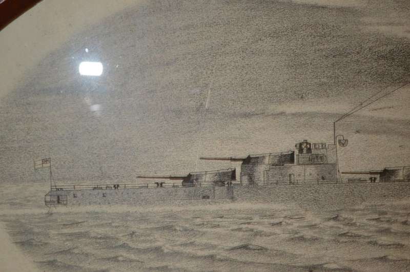 Superb pencil sketch of the H.M.S. Benbow. Admiral Sir R.Webb Constantinople November 1920