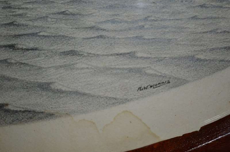 Superb pencil sketch of the H.M.S. Benbow. Admiral Sir R.Webb Constantinople November 1920