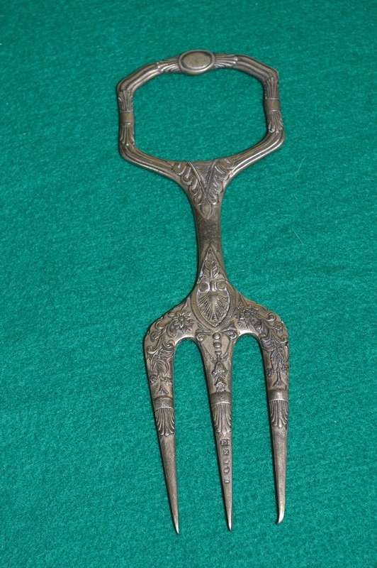 Vintage silver plated serving fork for meat, bread etc by Harrison Fisher c.1900