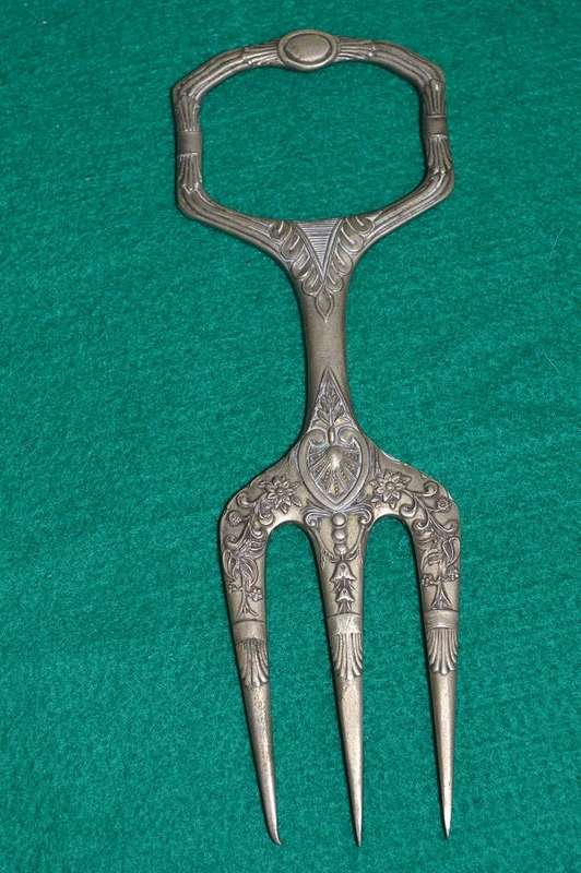 Vintage silver plated serving fork for meat, bread etc by Harrison Fisher c.1900