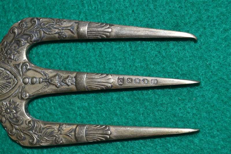 Vintage silver plated serving fork for meat, bread etc by Harrison Fisher c.1900