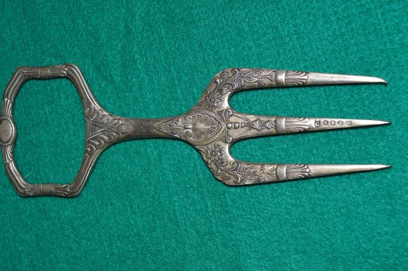 Vintage silver plated serving fork for meat, bread etc by Harrison Fisher c.1900