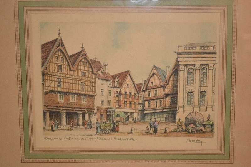 lovely signed hand colored lithograph by Barday