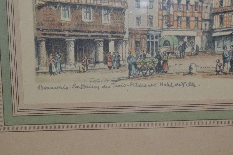 lovely signed hand colored lithograph by Barday