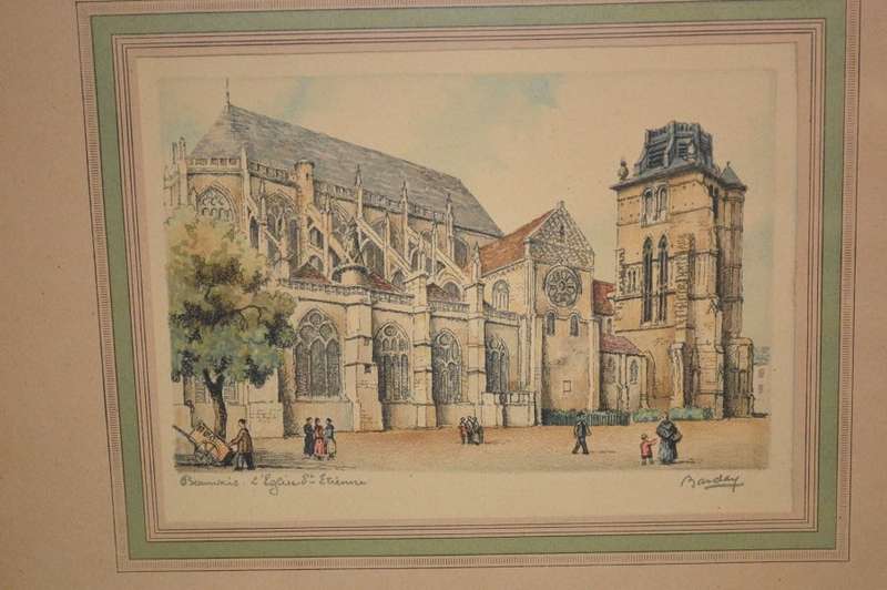 lovely signed hand colored lithograph by Barday