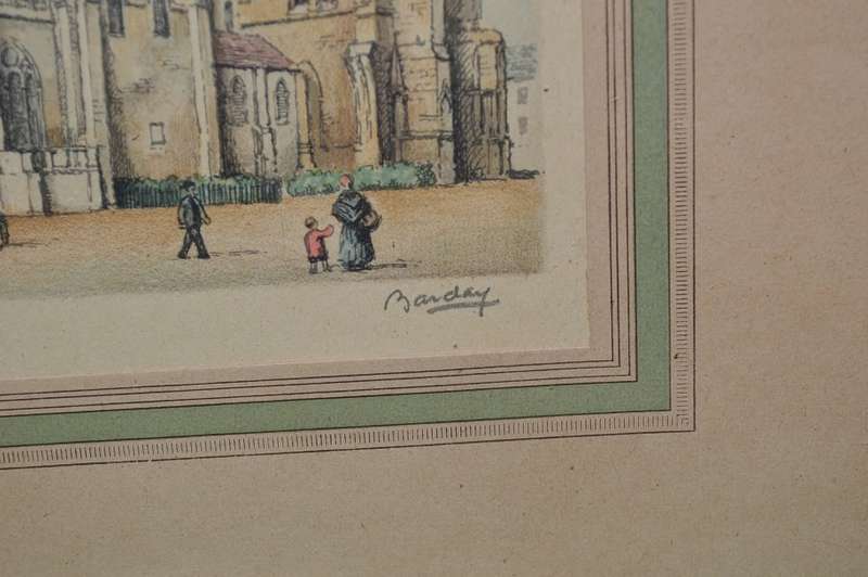 lovely signed hand colored lithograph by Barday