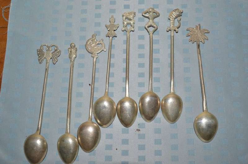 set of 8 apostle like spoons various silver plated unusual