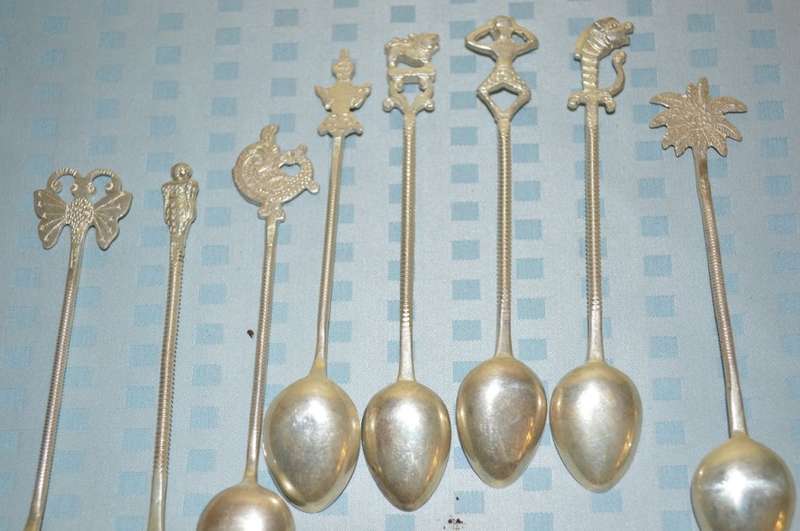 set of 8 apostle like spoons various silver plated unusual