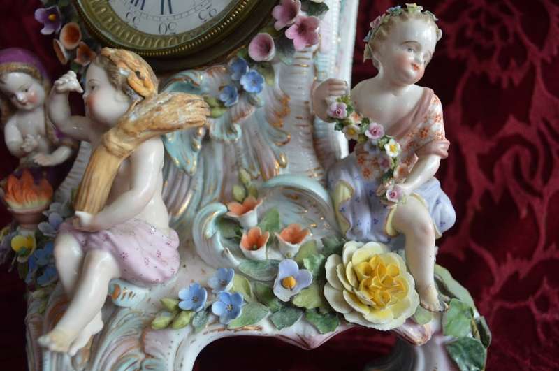 Ceramic  four seasons mantle clock BEAUTIFUL