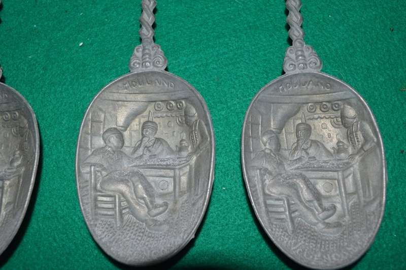 WWI Pewter Spoons Dutch Volendam battle of Texel ( Good luck souvinirs)