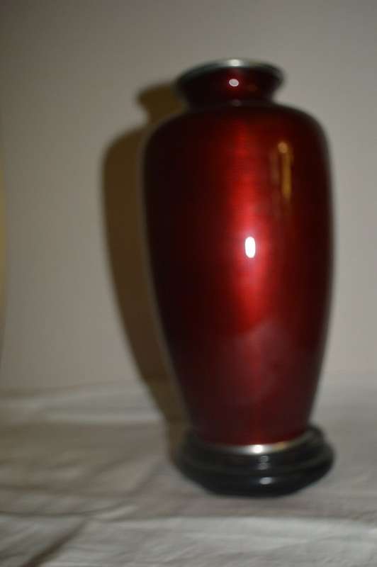 Japanese Cloisonné Vase with Ginbari Red  tall 10` 25cm
