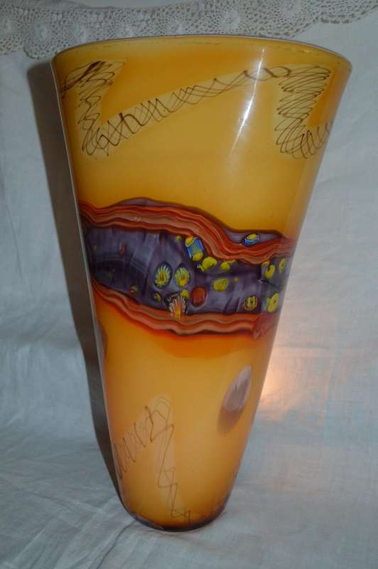 Very Large hand blown one of a kind glass vase 44cm tall