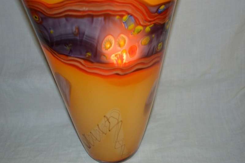 Very Large hand blown one of a kind glass vase 44cm tall