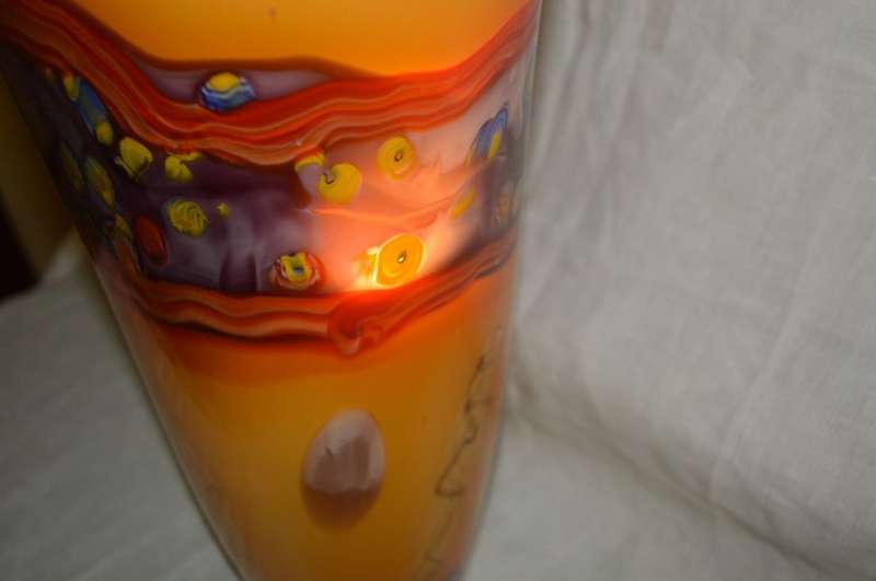 Very Large hand blown one of a kind glass vase 44cm tall