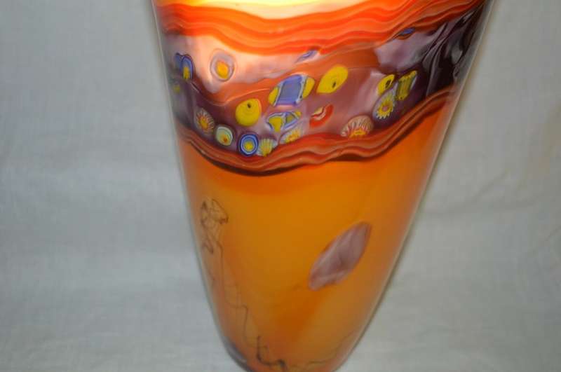 Very Large hand blown one of a kind glass vase 44cm tall