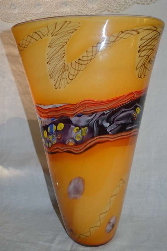 Very Large hand blown one of a kind glass vase 44cm tall