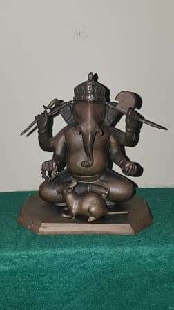REDUCED Bronze Ganesha with bandicoot rat statue ca 1900-1920`s