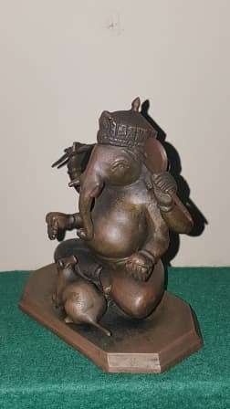 REDUCED Bronze Ganesha with bandicoot rat statue ca 1900-1920`s