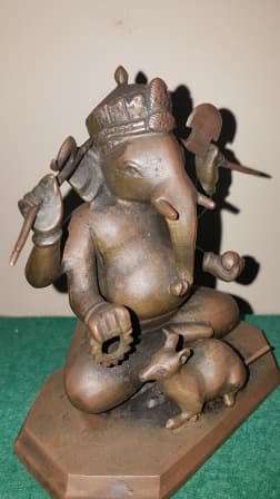 REDUCED Bronze Ganesha with bandicoot rat statue ca 1900-1920`s