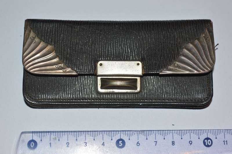 Edwardian (1901) Solid Sterling Silver Mount Leather Wallet Purse Pocket Coin Stamp Case.