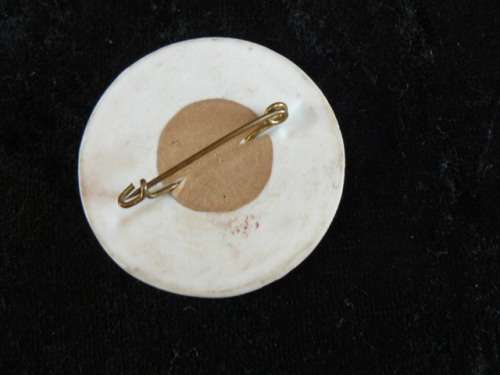 HAND PAINTED PORCELAIN BROOCH 4 CM - GOLD RIM