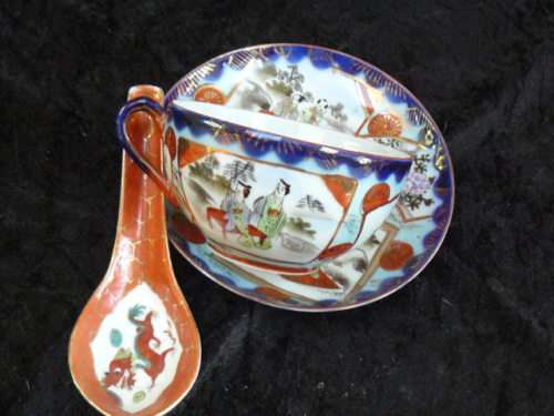 CUP, SAUCER AND SPOON