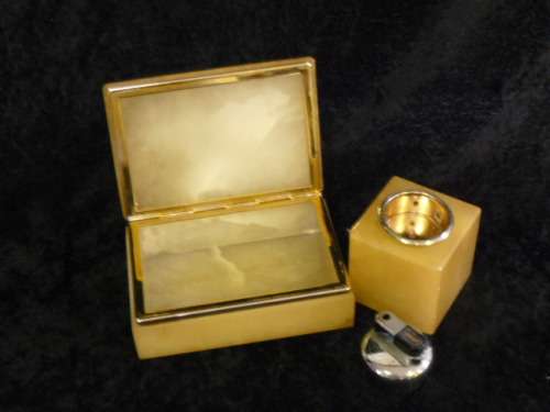 MARBLE CIGARETTE BOX AND LIGHTER