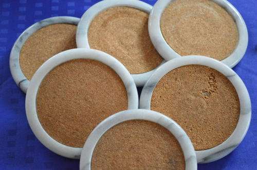 nice marble and cork vintage set of 6 coasters