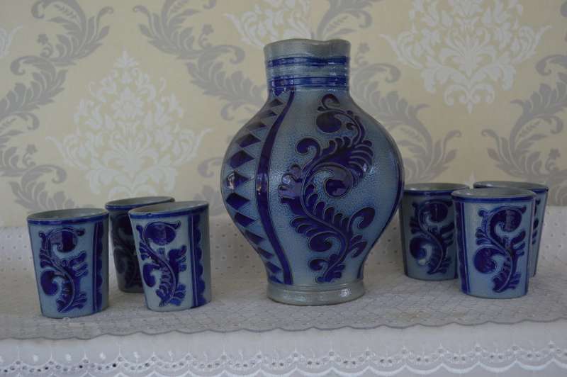 Reinh Merkelbach Hohr Grenzhausen German SANGRIA set for 6