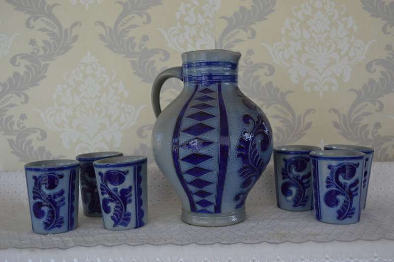 Reinh Merkelbach Hohr Grenzhausen German SANGRIA set for 6