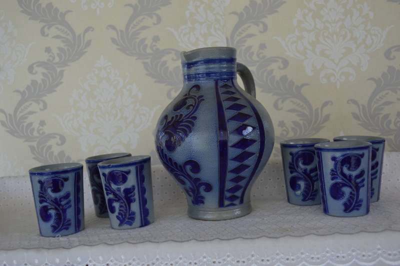 Reinh Merkelbach Hohr Grenzhausen German SANGRIA set for 6