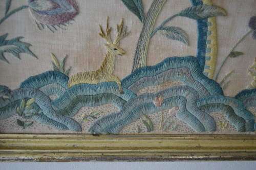 Absolutly stunning cotton and wool crewel embroidered fabric picture 73x50cm