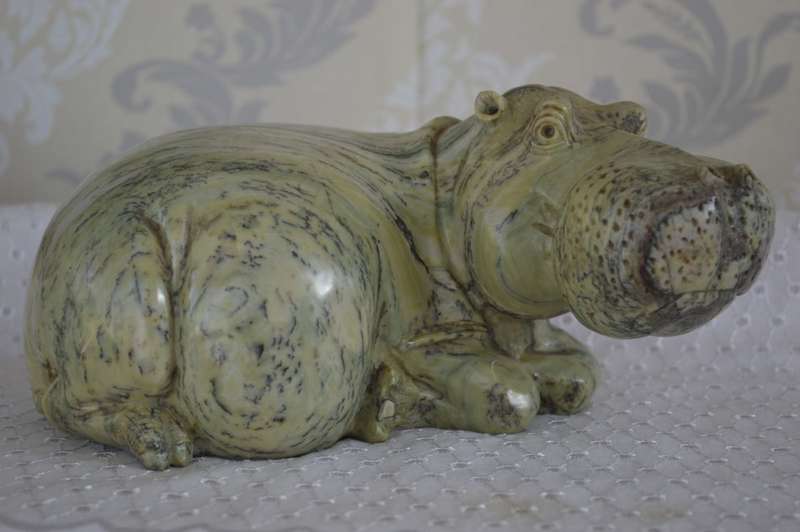 Soap Stone Jadeite Sculpture of a Hippopotamus 1970`s