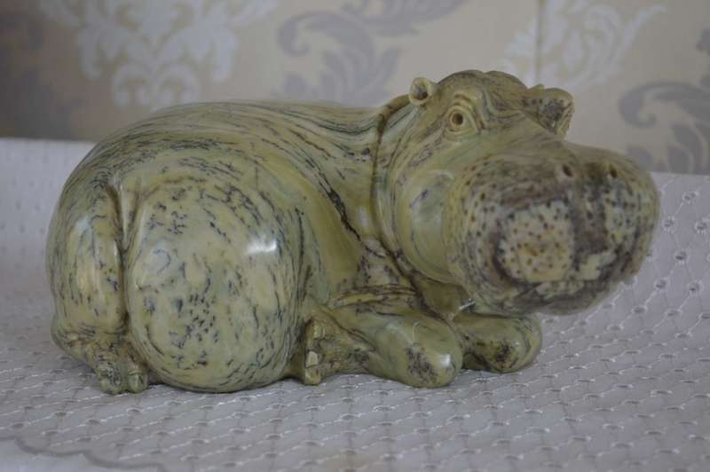 Soap Stone Jadeite Sculpture of a Hippopotamus 1970`s
