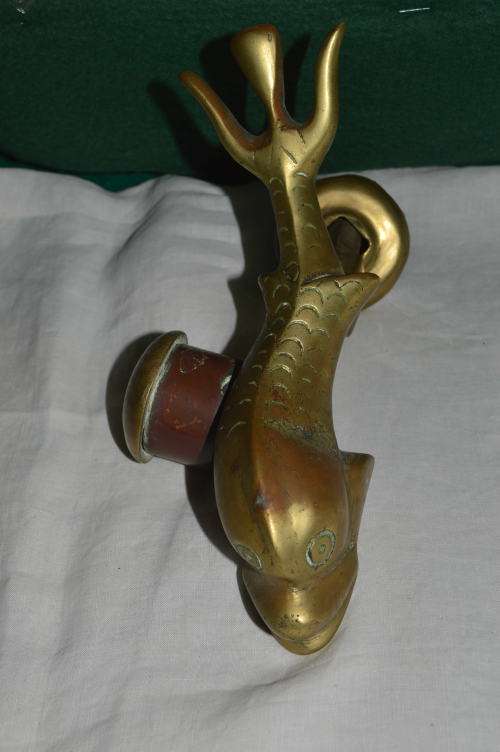 Brass WW2 fish door knocker complete  REDUCED