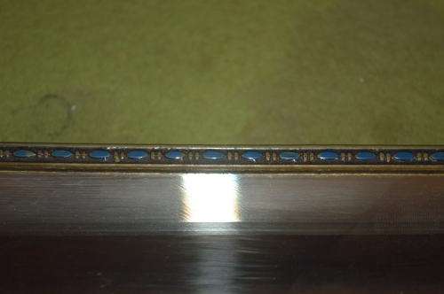 Stunning large Antique wall mirror with bevelled glass and enamel blue inlay
