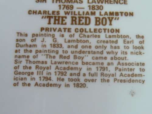 EDWARDIAN THE RED BOY COLLECTABLE PLATE 20.5 CM AND GOLD RIM