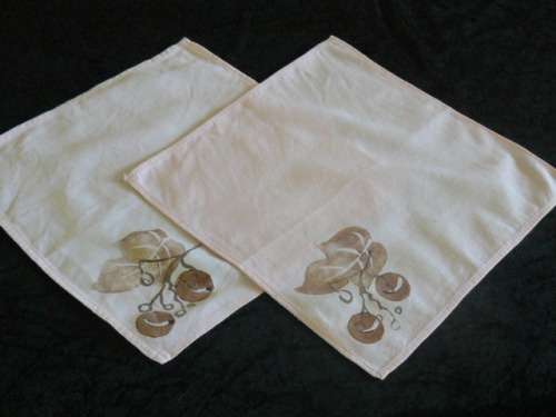 2 X PINK NAPPKINS HAND PAINTED ON COTTON
